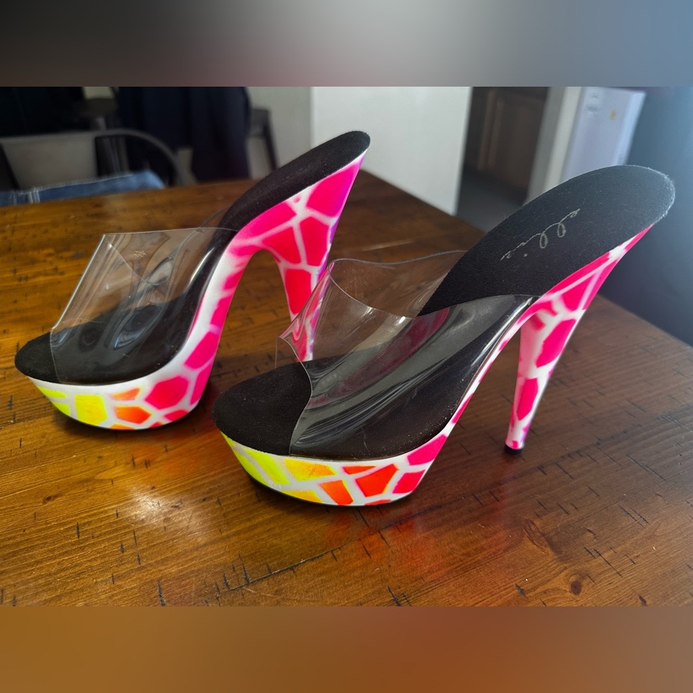 Ellie Neon Pink and Yellow Heels